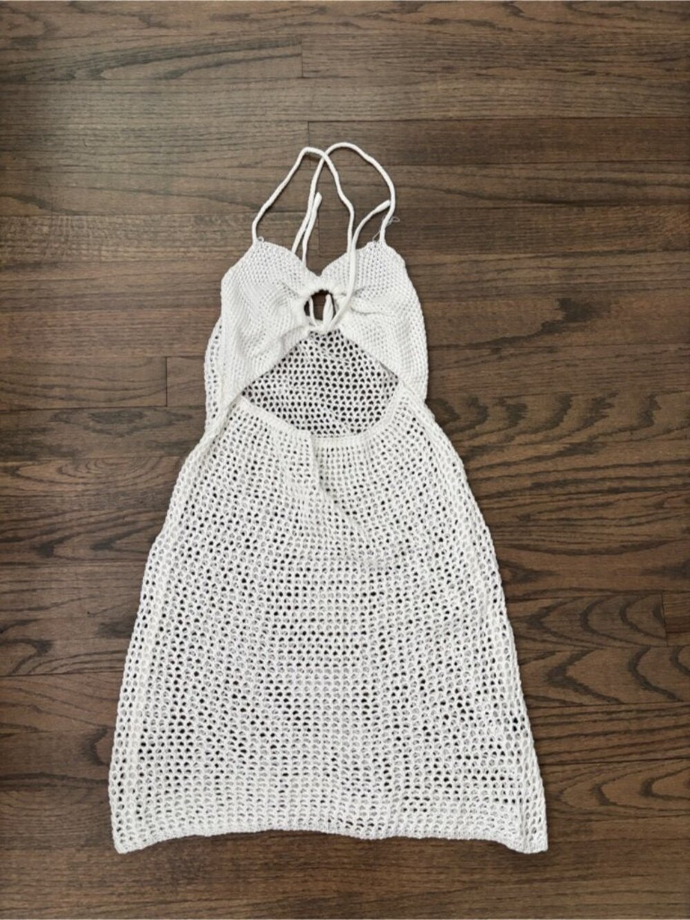 White Crochet Dress coverup with Cutout